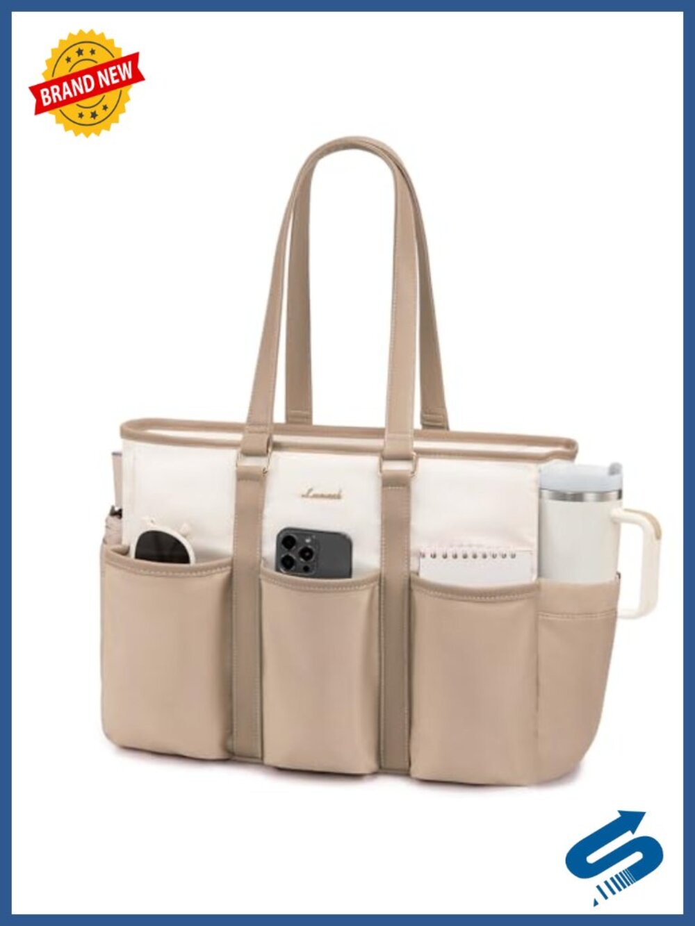 17.3 Inch Laptop Tote Bag Waterproof Multi Pocket Work Travel Teacher Nurse